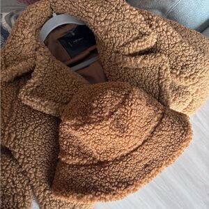 Lucky Brand Tan Teddy Jacket with Reversible Hat